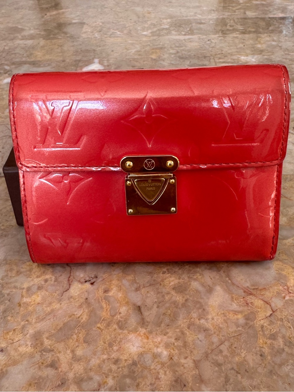 Louis Vuitton Red Patent Monogram Crossbody Bag with Gold Hardware